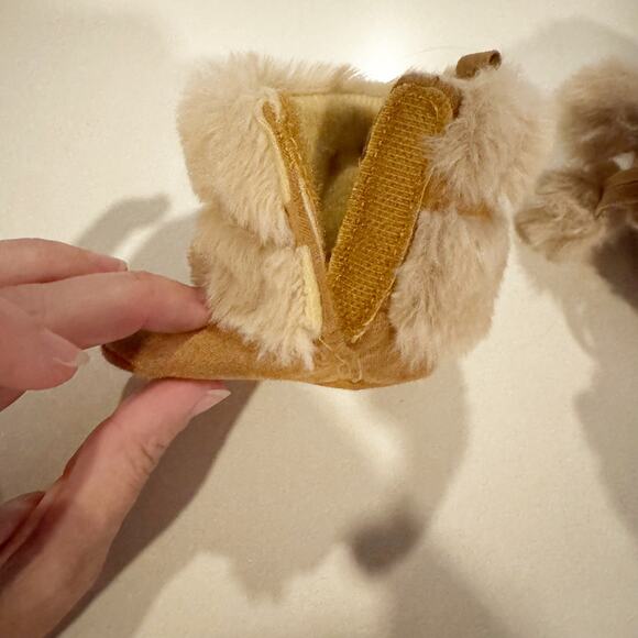 Stepping Stones Faux Fur Brown Suede Baby Booties Shoes - Picture 6 of 6